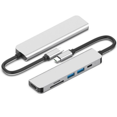 Hub de Displayport de station d'accueil d'Usb Multiport 6in1 pour le lecteur de Chromebook PD77W SD/TF