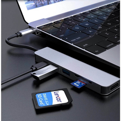 Hub de Displayport de station d'accueil d'Usb Multiport 6in1 pour le lecteur de Chromebook PD77W SD/TF